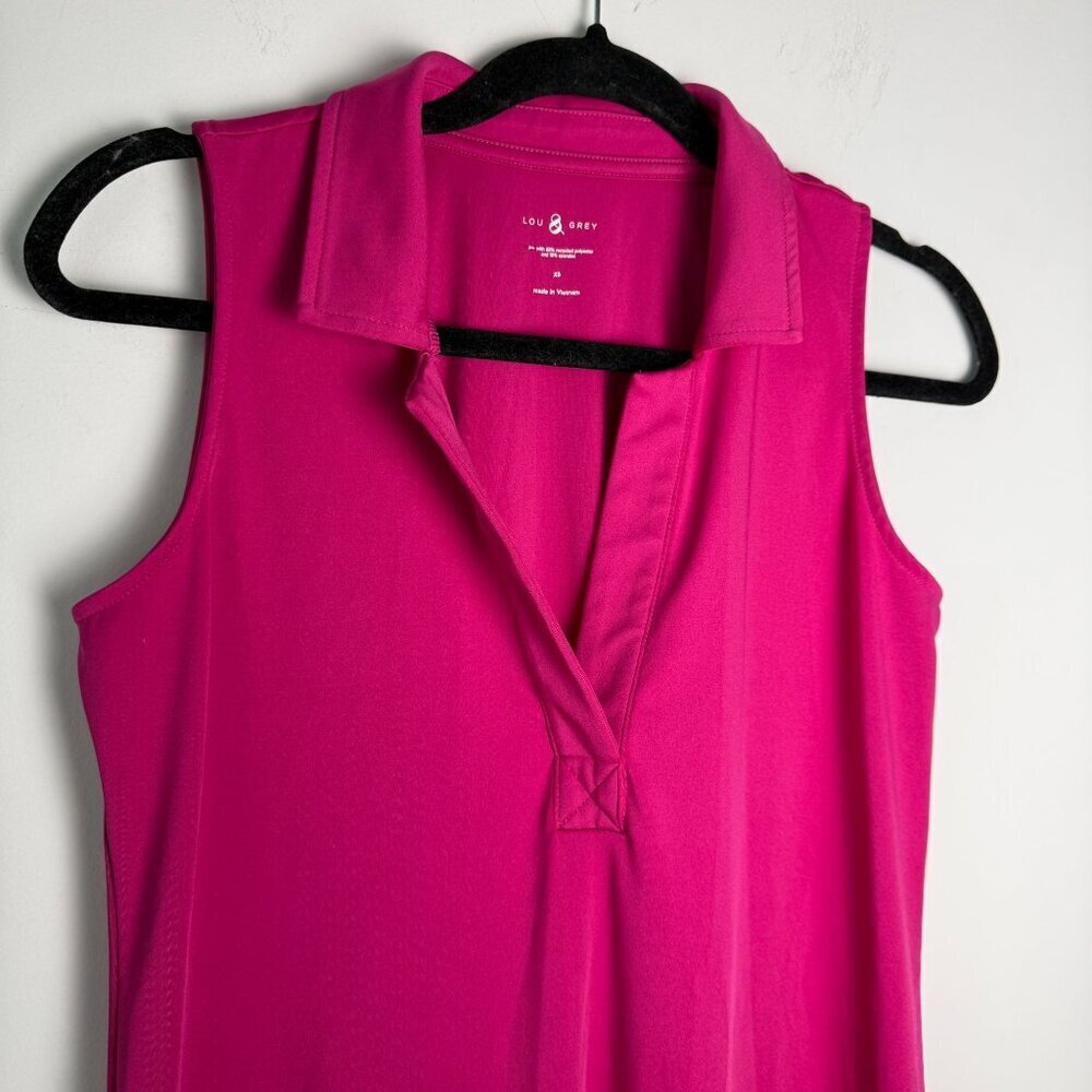 Lou & Grey Sleeveless Polo Dress Activewear Fuchsia Magenta XS Tennis - Picture 3 of 6